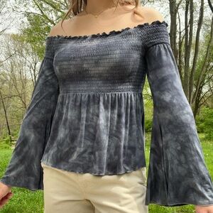 COPY - American Eagle synched ruffled tie dye blouse